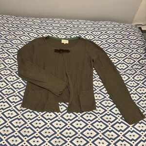 Olive Cardigan with Leather Buckle Accent
